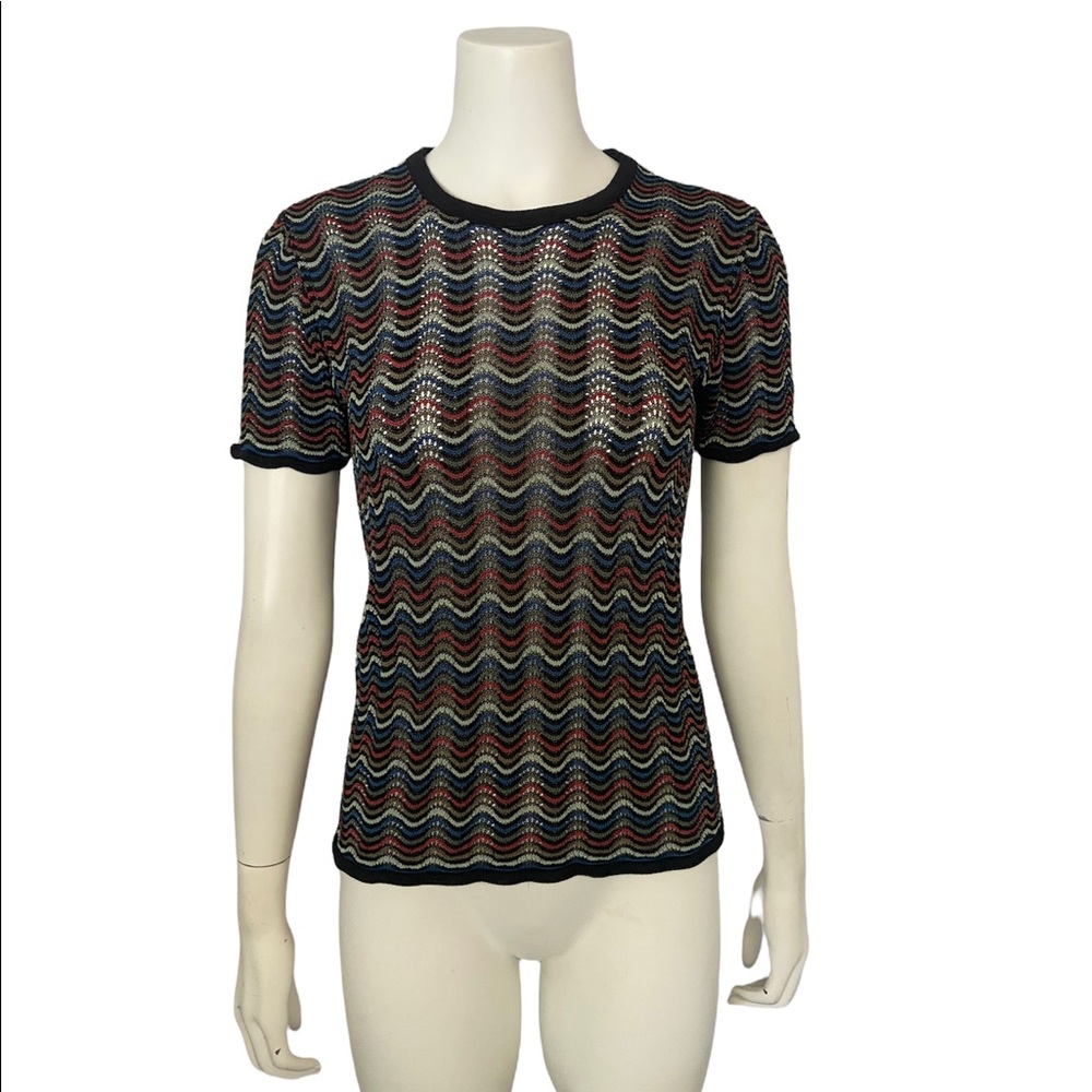 cool textured multicolored thrifted knit top